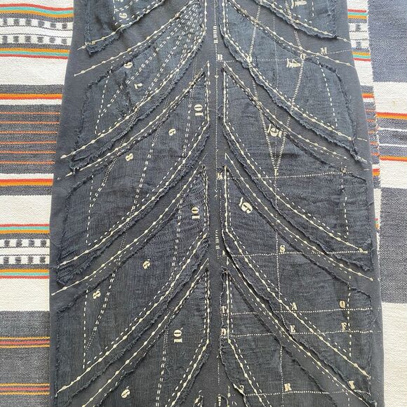 Isabel De Pedro Pencil Midi Dress. Silk Appliqué. Cotton Blend. Size 8. Boho. - Picture 13 of 16